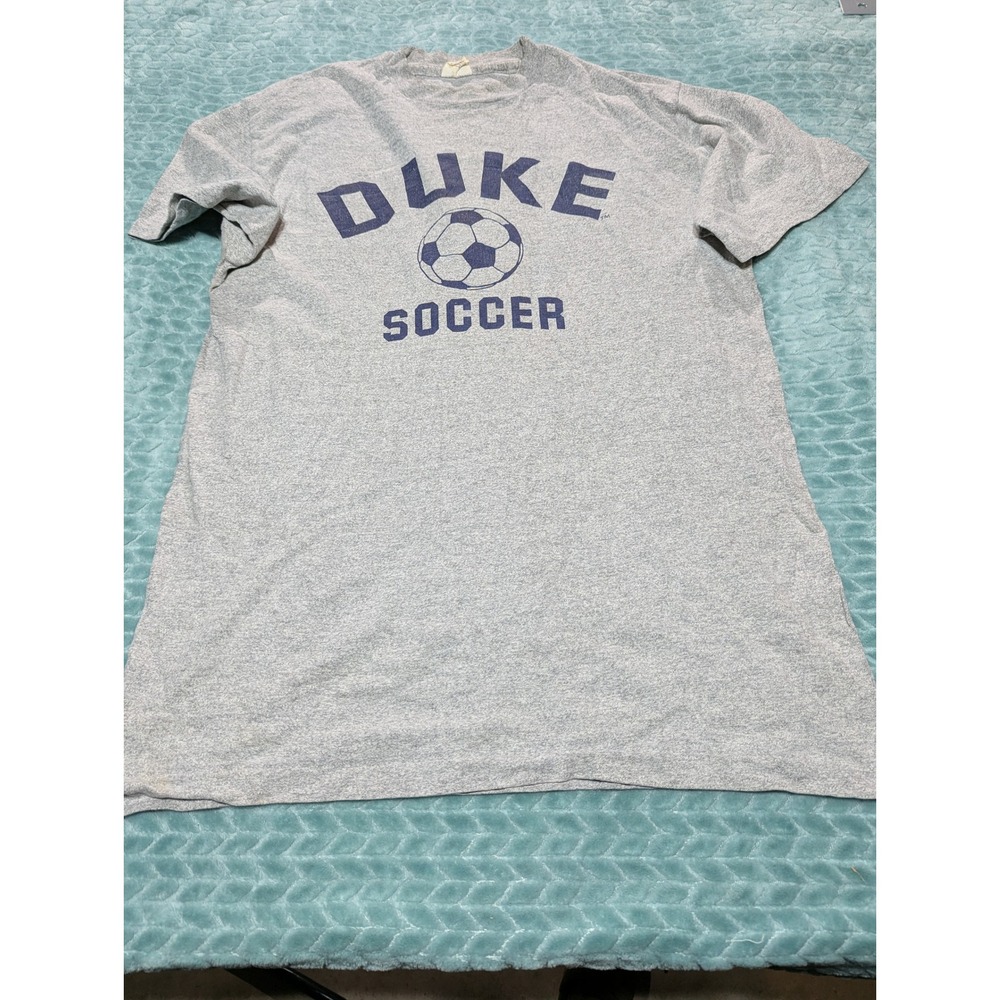 Vintage Duke Soccer T Shirt Gray The Cotton Exchange Single‎ Stitch Mens Large